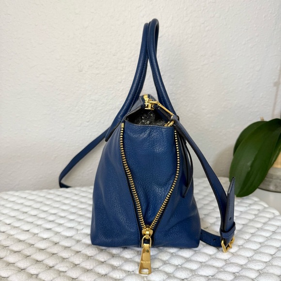 MIU MIU Tote Shoulder Crossbody Bag Leather Blue - Picture 4 of 15